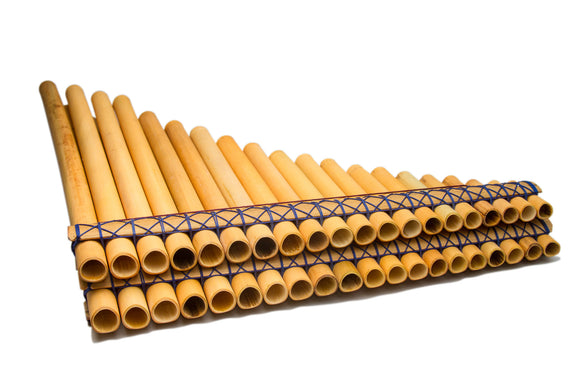 Chromatic Bamboo Panpipe Zampoña Two Rows Beveled Tubes - Tubos Biselados