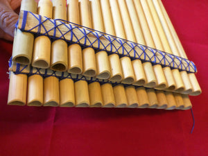 Chromatic Bamboo Panpipe Zampoña Two Rows Beveled Tubes - Tubos Biselados